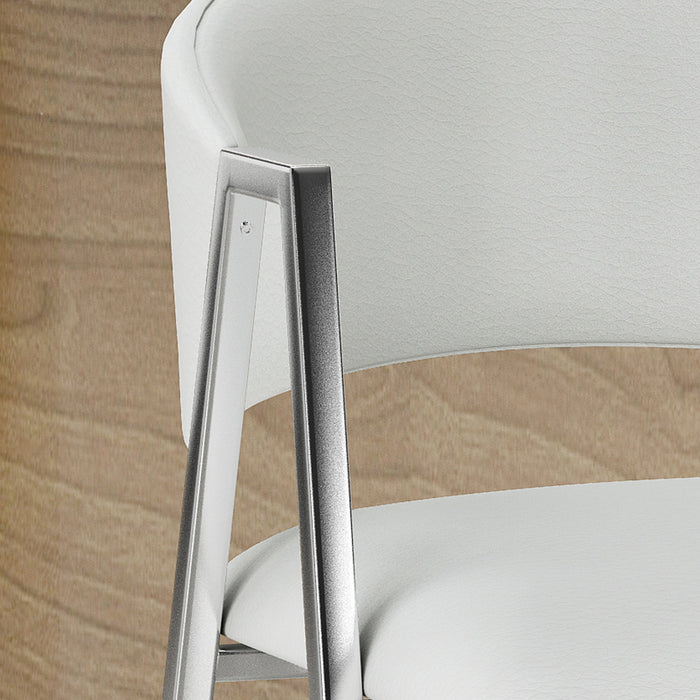 Modern Bar Stools With Low Back And Arms And Durable Metal Frame (Set of 2) - Ivory