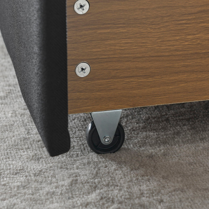 Upholstered Tufted Daybed With 2 Drawers, Waved Arms