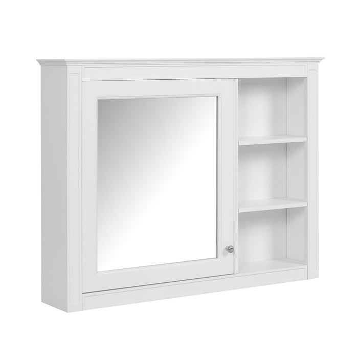 Wall Mounted Medicine Cabinet With Mirror, Adjustable Shelf - White