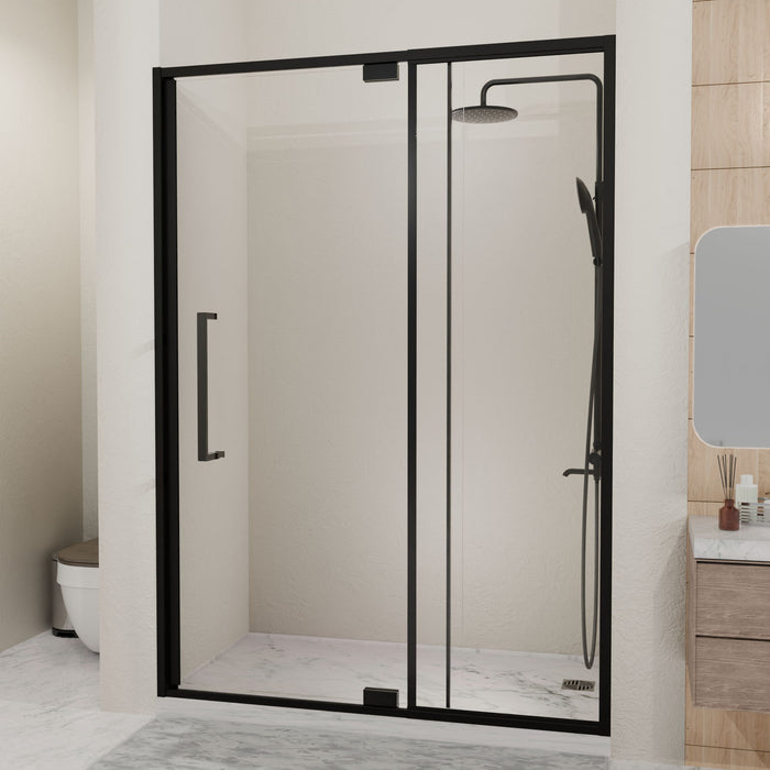 Semi Frameless Pivot Hinged Shower Door, Reversible Design