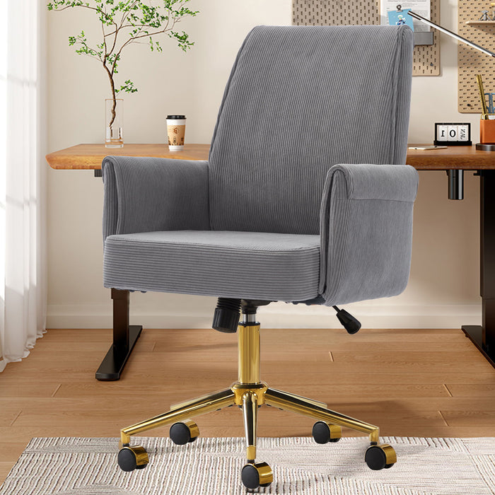 Ergonomic Mid-Back Office Chair With Striped Fabric - Gray