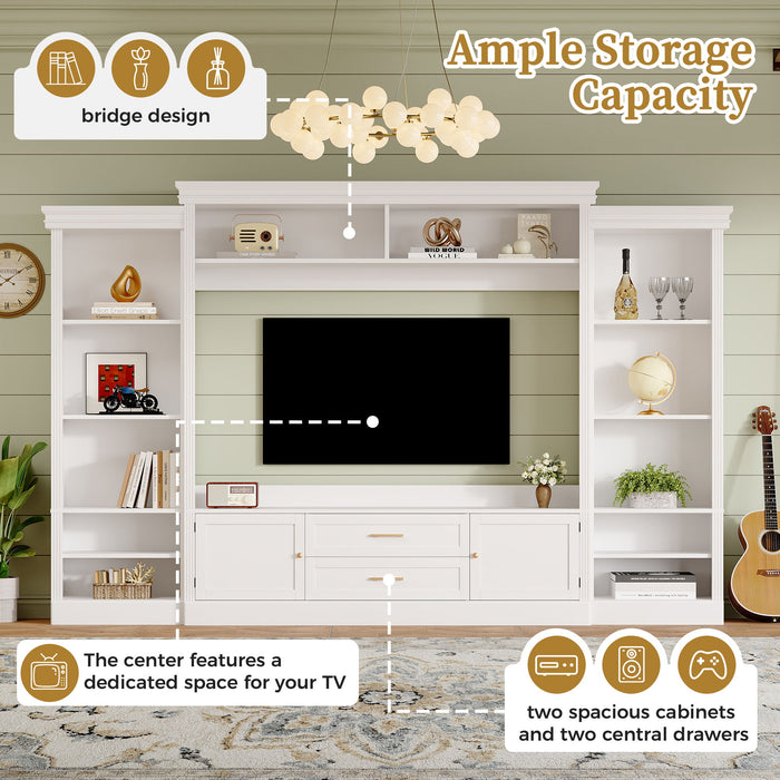 Elegant Entertainment Center Wall Unit With Bookshelves