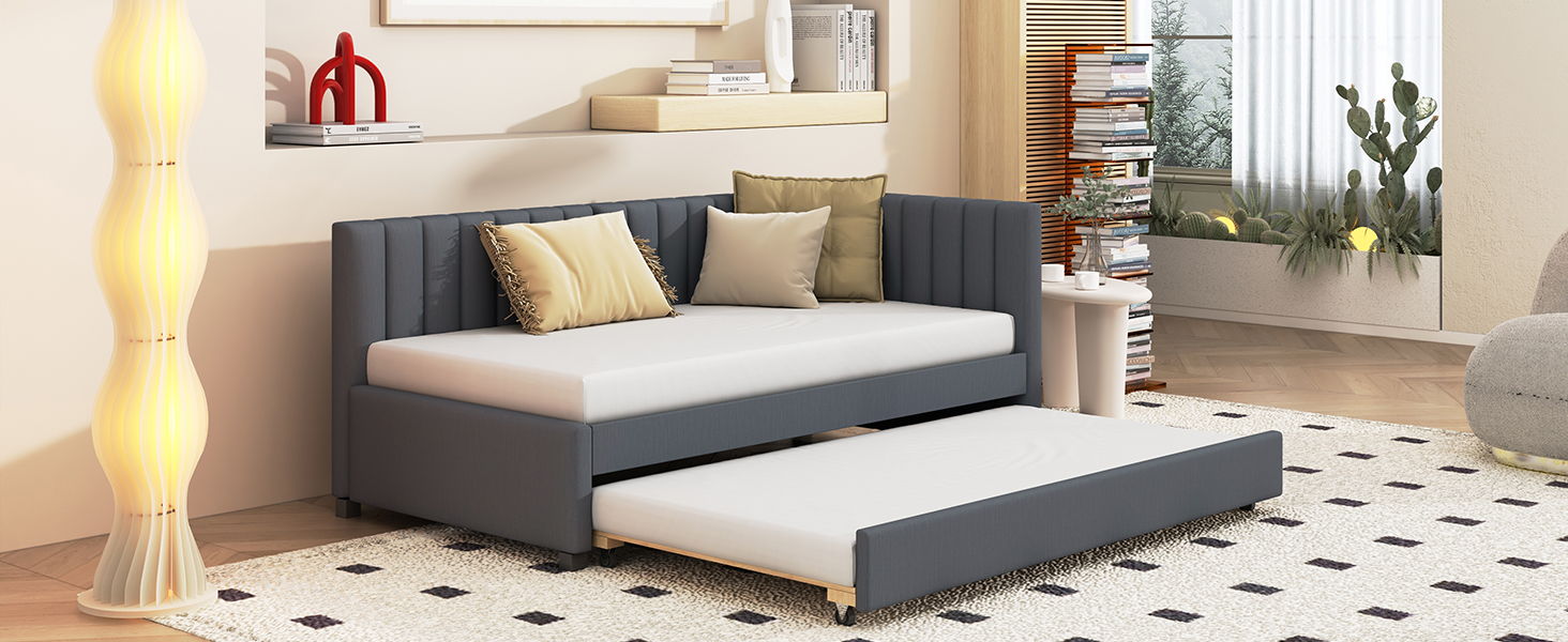 Upholstered Daybed, Sofa Bed Frame, No Box Spring Needed