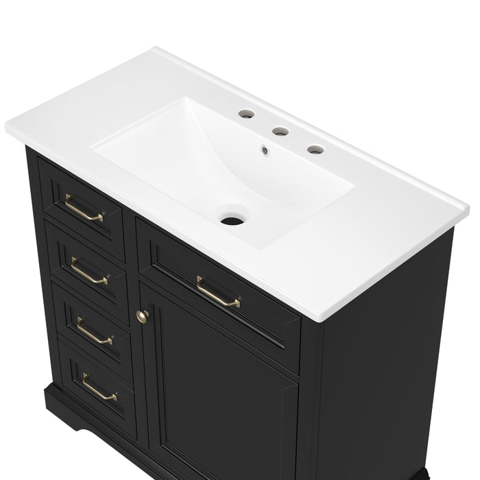 Modern Bathroom Vanity With Sink Top, 4 Drawers And 1 Soft-Close Door