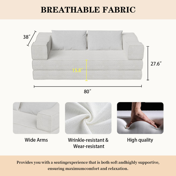 3 Seat Folding Floor Couch & King Size Bed Mattress