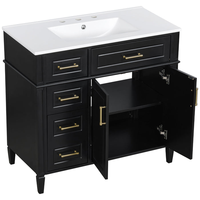 Bathroom Vanity With Sink, 4 Drawers, 2 Doors