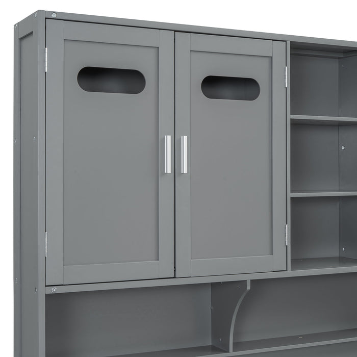 Daybed With All-In-One Cabinet And Shelf