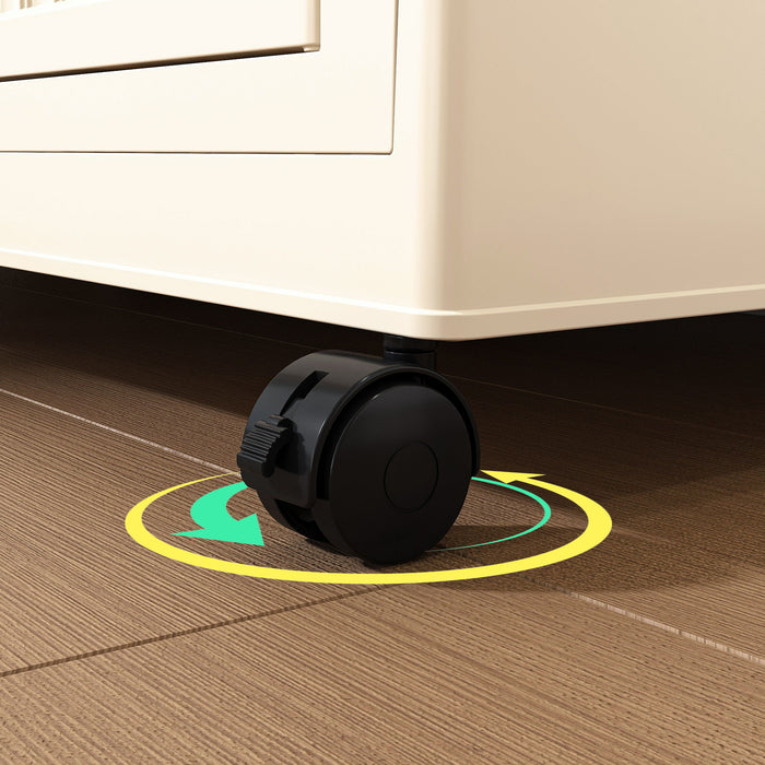 Portable Wardrobe Closet Storage Organizer With 9 Magnetic Doors - Cream White