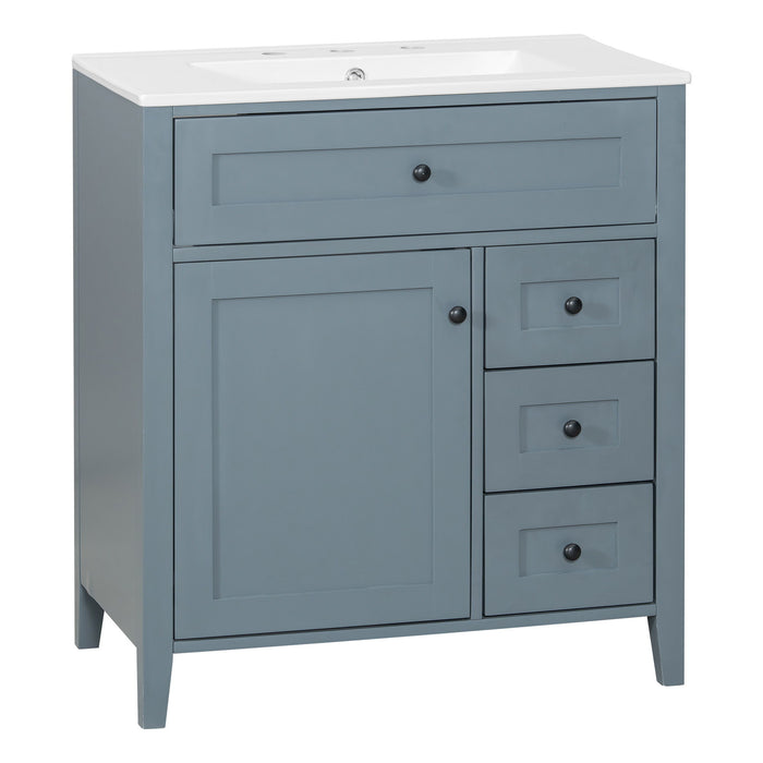 Bathroom Vanity With Sink, 3 Drawers And Adjustable Shelf