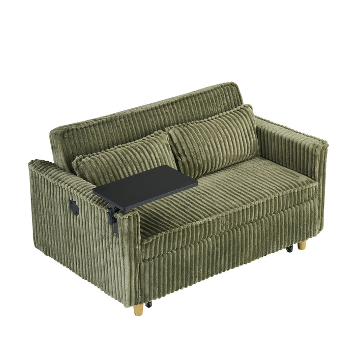 Pull Out Sofa With Movable Tabletop And USB Ports