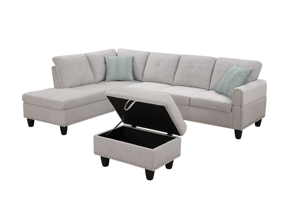 Alger - 98" Wide Left Hand Facing Sofa & Chaise With Ottoman
