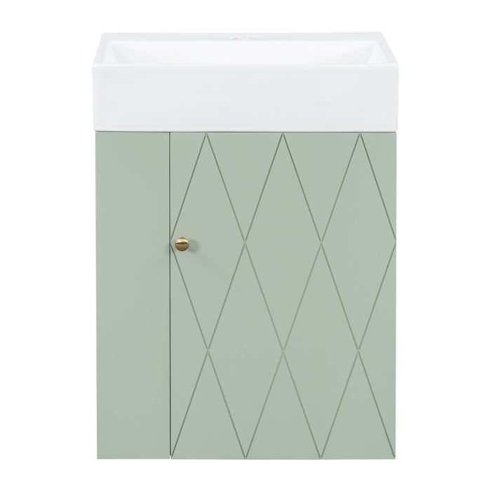 Modern Bathroom Vanity With Sink, Diamond Pattern Doors