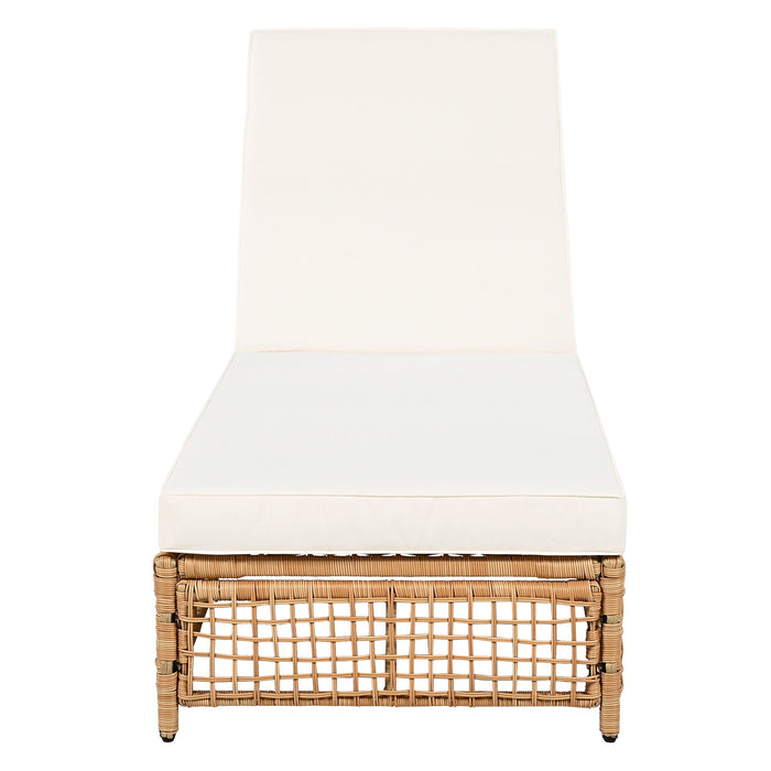 Outdoor Lounge Chair With 5 Position Backrest With Cushion And Wheels