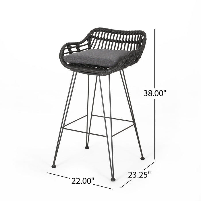 Outdoor Rattan Bar Chair With Metal Legs