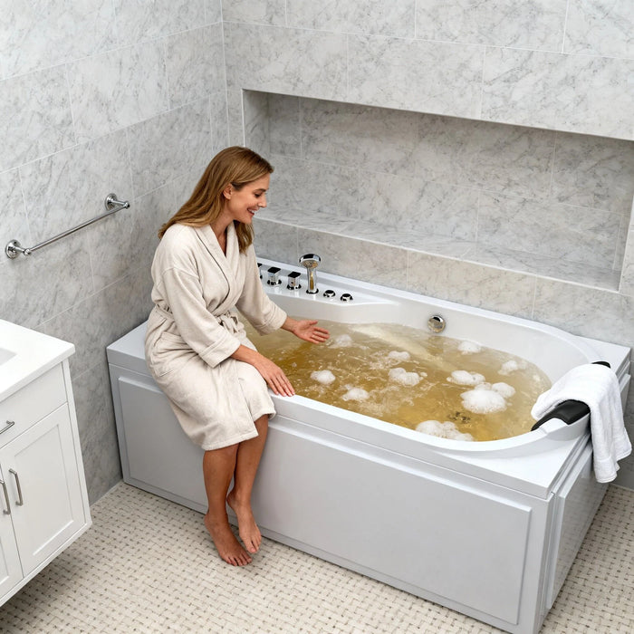 Xavier - Single Corner Massage Bathtub - Milk White
