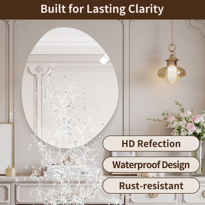 Asymmetrical Bathroom Wall Mirror - Silver