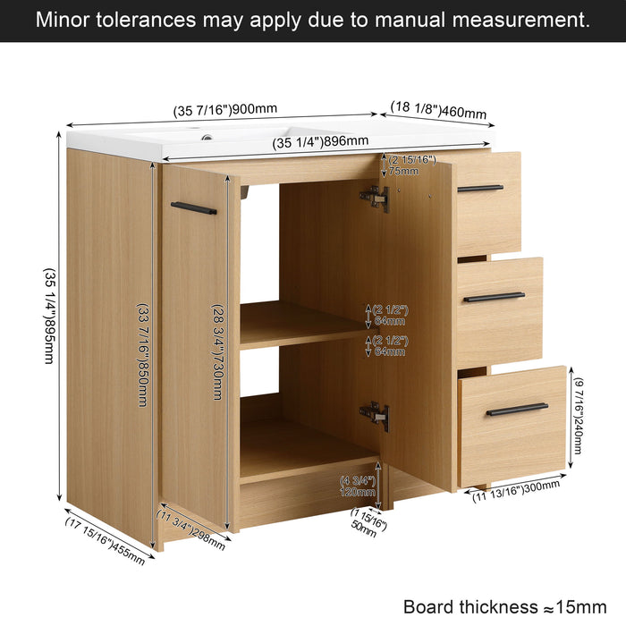 Wall Mounted Floating Bathroom Vanity With Sink, Door & Drawers Modular Cabinet