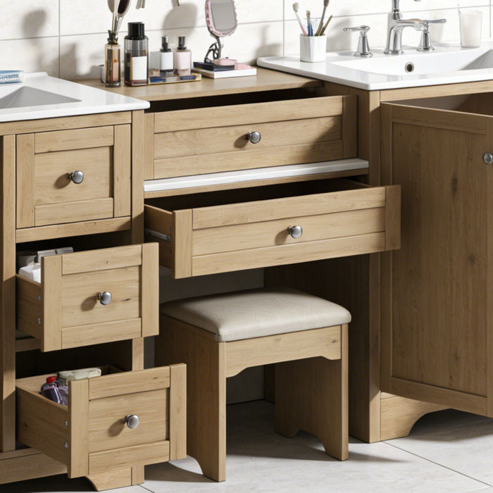 Double Sink Bathroom Vanity With Countertop, 2 Ceramic Sinks, 6 Drawers, Soft Close Design