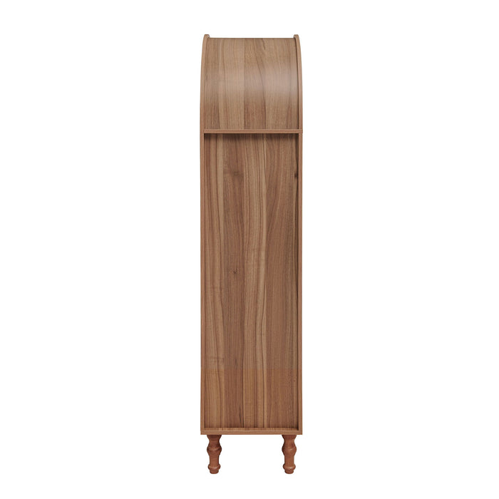 Tall Kitchen Pantry Cabinet With Hollow Carved Doors Adjustable Shelves Versatile Storage Cabinet For Kitchen - Walnut