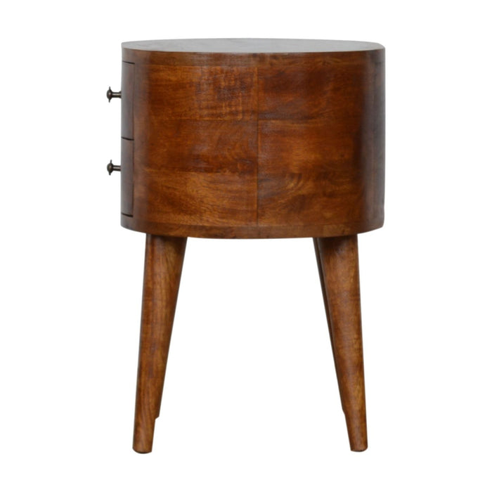 Rounded Bedside Table - Chestnut