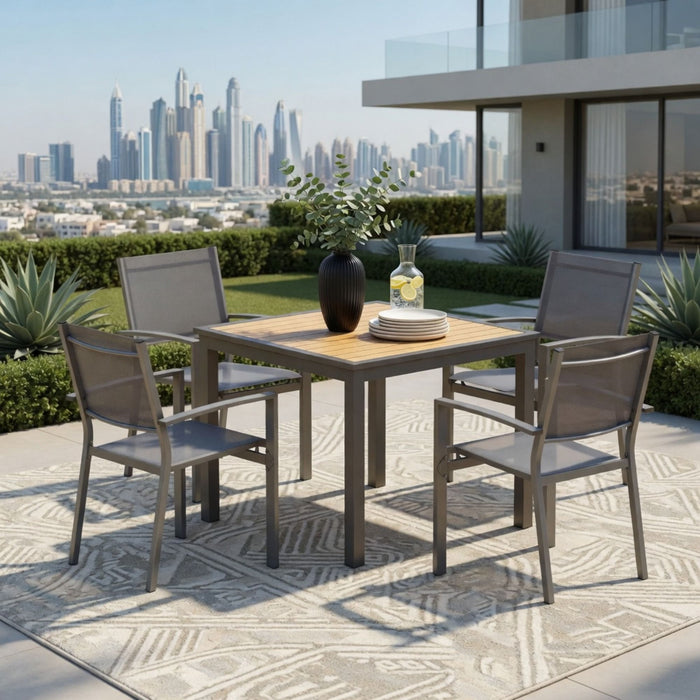 5 Piece Patio Dining Set, Table And Chairs For Outdoor Use - Gray