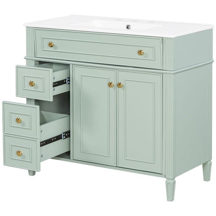 Bathroom Vanity With Sink, 3 Drawers & 2 Soft-Close Doors