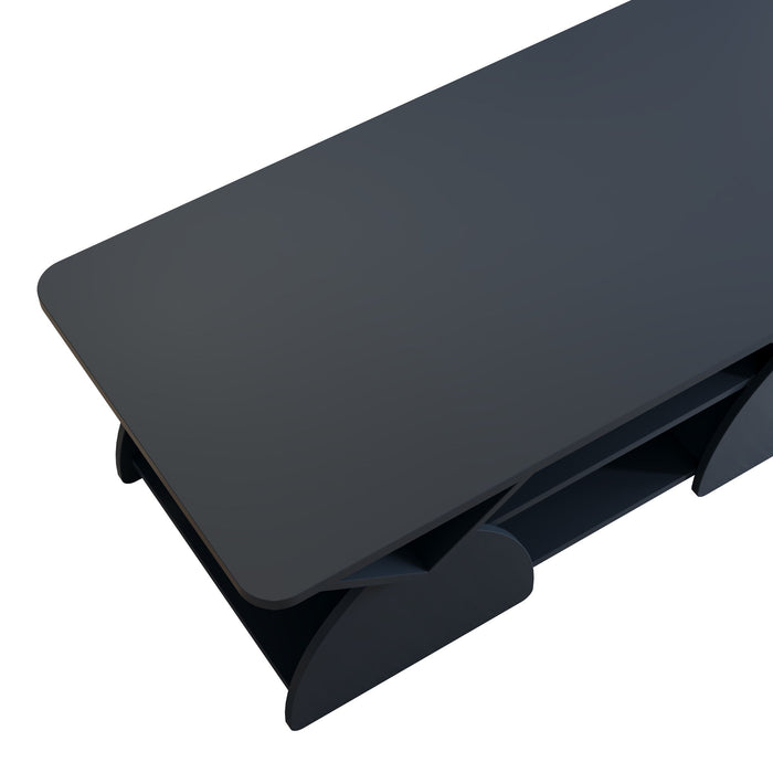 Geometric Engineered Coffee Table With Rounded Corners With Open Shelves