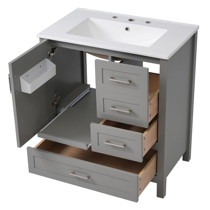 Modern Bathroom Vanity With Ceramic Sink, Solid Frame And Storage Solutions