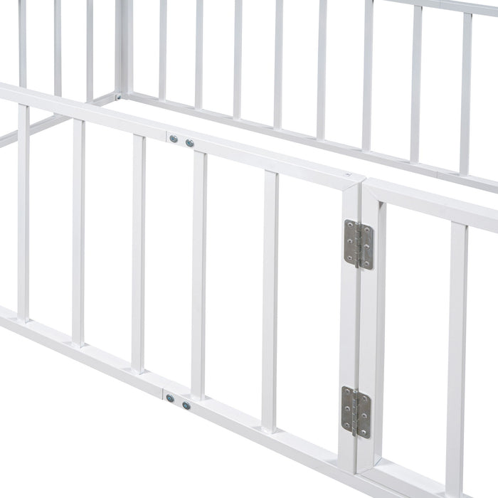 Metal Floor Bed Frame With Fence And Door