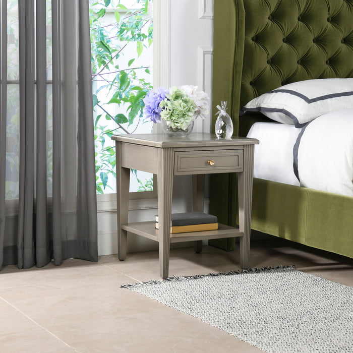 Dauphin - Storage Shelf Side Table - Gray Cashmere