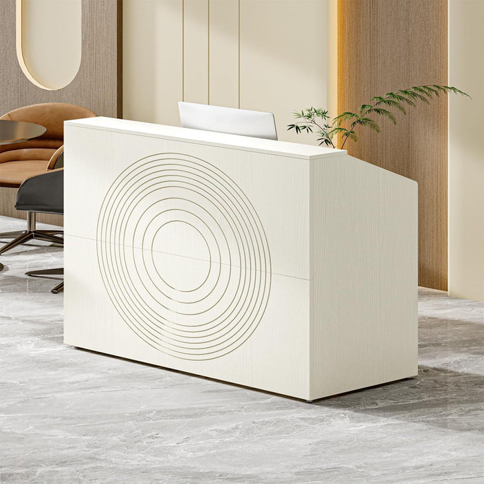 Modern Reception Desk, Front Desk Table With Cable Grommet & Privacy Panels