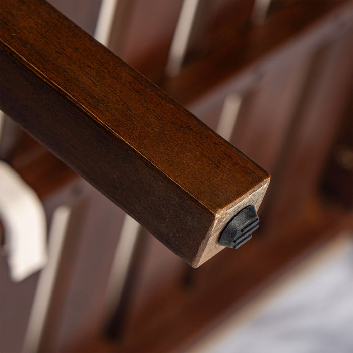 Outdoor Lounge Chair With Woven Backrest, Solid Wood Frame, Comfortable Cushions