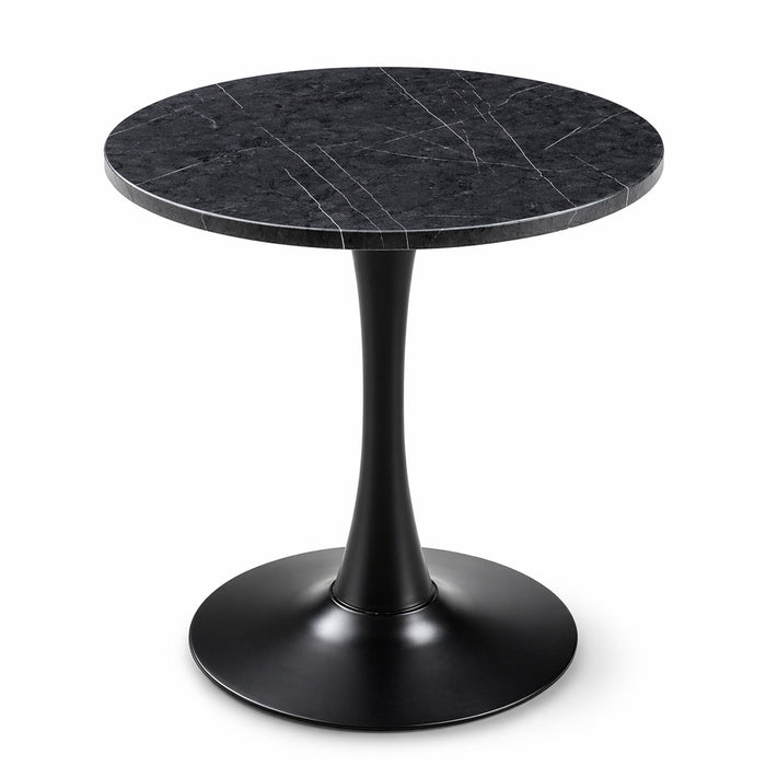 Round Dining Table With Faux Marble Top And Metal Pedestal +, 23.6" Diameter For Kitchen, Living Room, Small Spaces