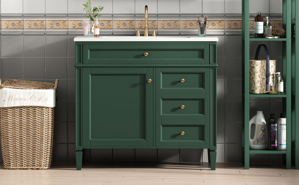 Bathroom Vanity & Top Sink, Modern Bathroom Storage Cabinet With 2 Drawers And A Tip-Out Drawer