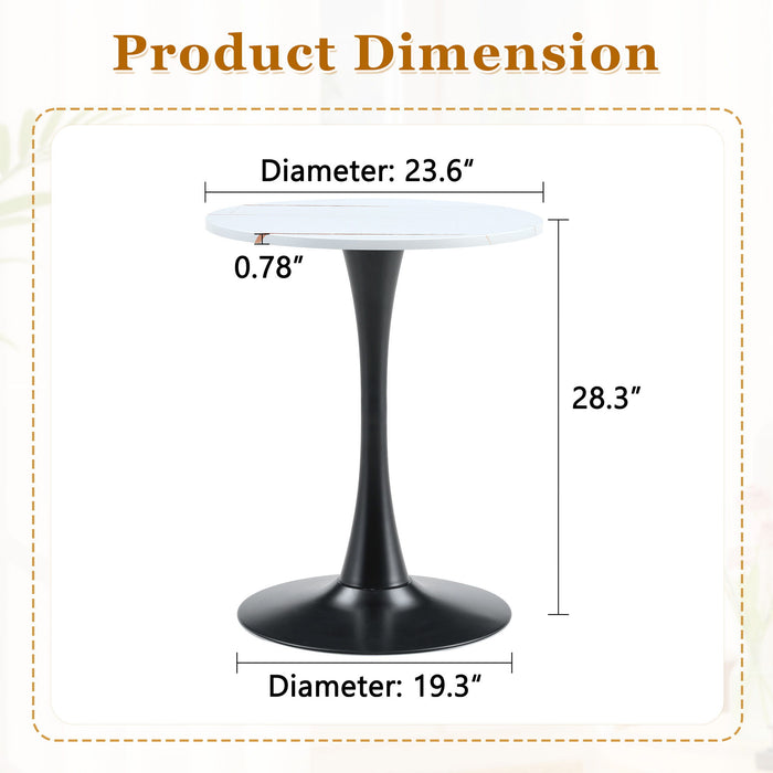 Round Dining Table With Thickened Engineered Wood Top And Metal Pedestal, 23.6" Diameter For Kitchen, Living Room, Small Spaces