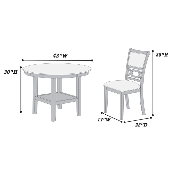 5 Piece Dining Set With Storage Shelves Round Table And Upholstered Side Chairs - Gray