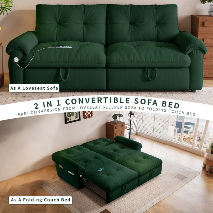 Cloud Like Convertible Sofa Bed For Living Rooms - Green
