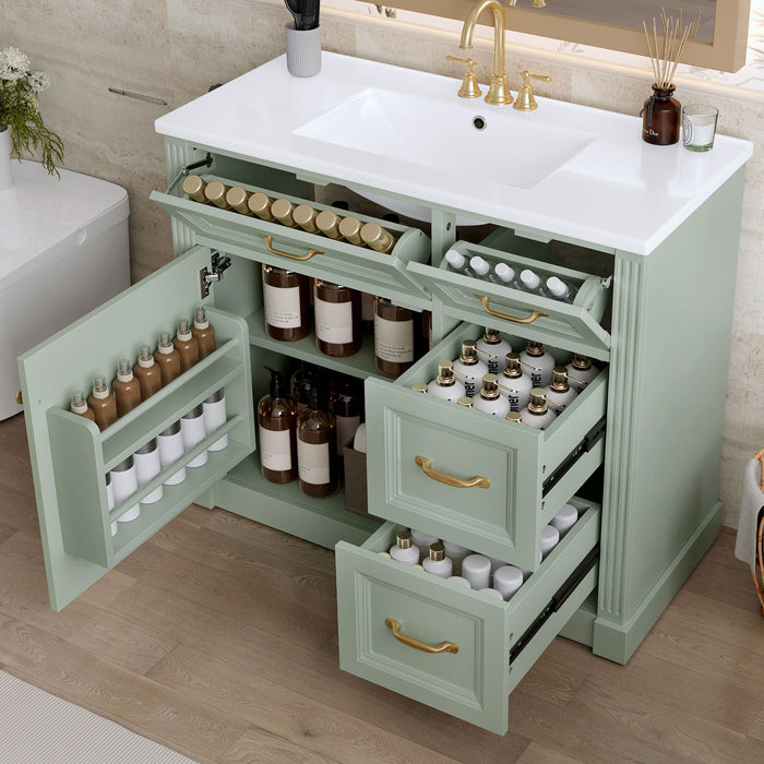 Modern Bathroom Vanity With Sink, 4 Drawers, Soft-Close Door, Adjustable Shelf