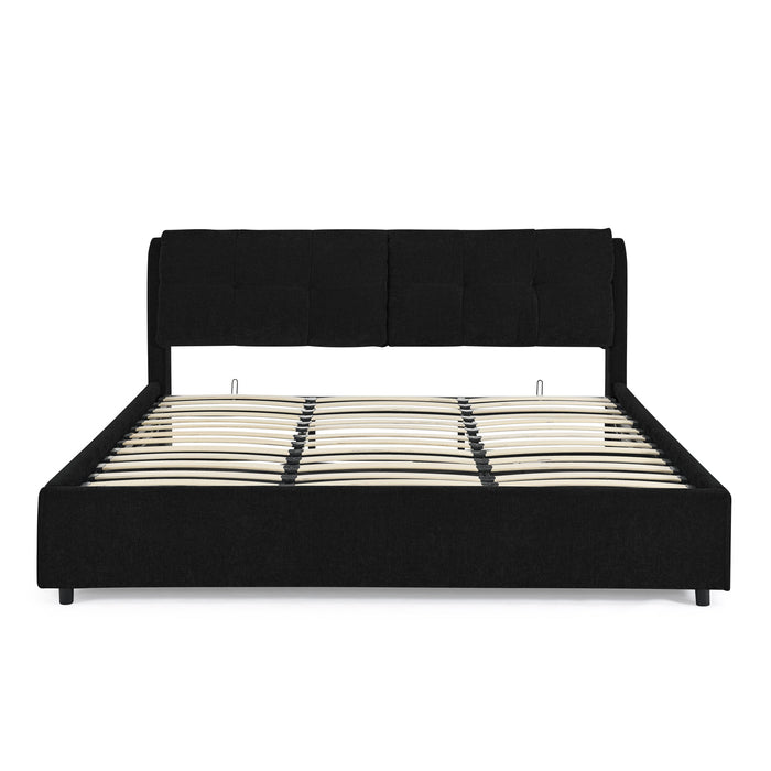 Storage Upholstered Hydraulic Platform Bed With Integrated Headboard