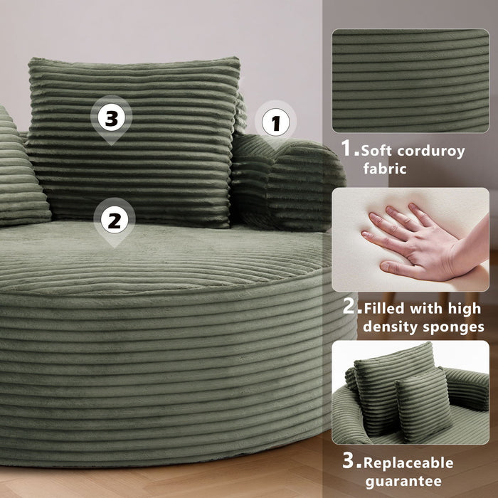 Round Sofa Bed With 3 Pillows For Living Room