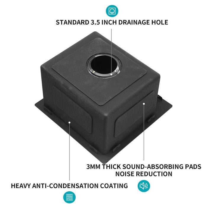 Topmount 16G Stainless Steel Kitchen Sink Deep Single Bowl - Gunmetal Black