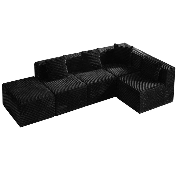 Modular Sectional Couches For Living Room With Deep Seat, L Shape Cloud Sofa Couch, High Density Memory Foam, Boneless Upholstered Couchesy - Black
