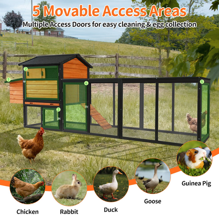 Large Outdoor Hen House With Run And Nesting Box Poultry Cage