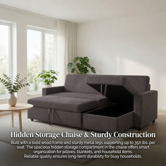 L - Shaped Convertible Sofa Bed With Storage Chaise
