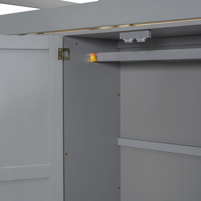 Loft Bed With Built In Wardrobe, Shelves And Drawers