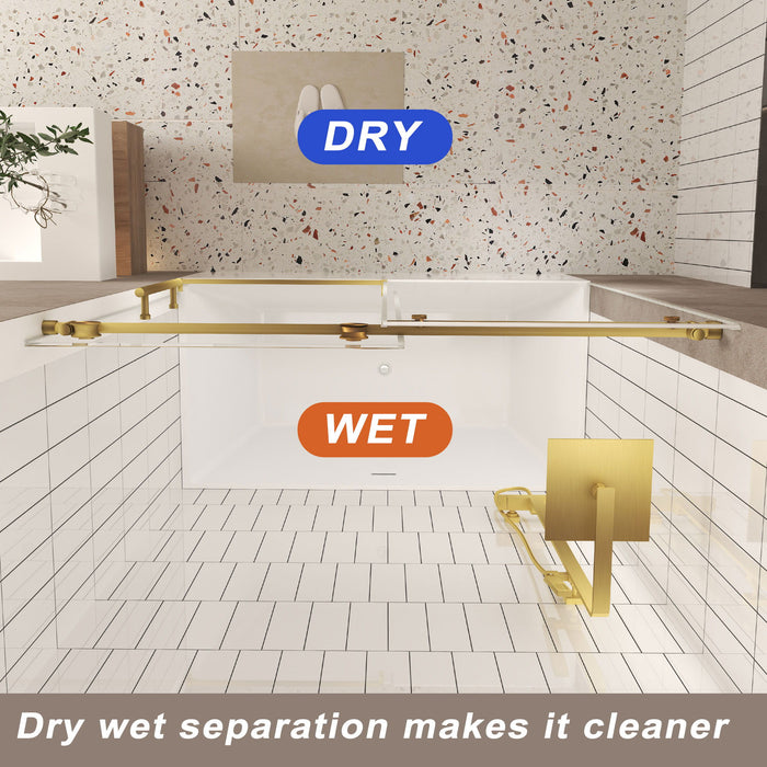 Frameless Shower Door, Smooth Sliding Tracks