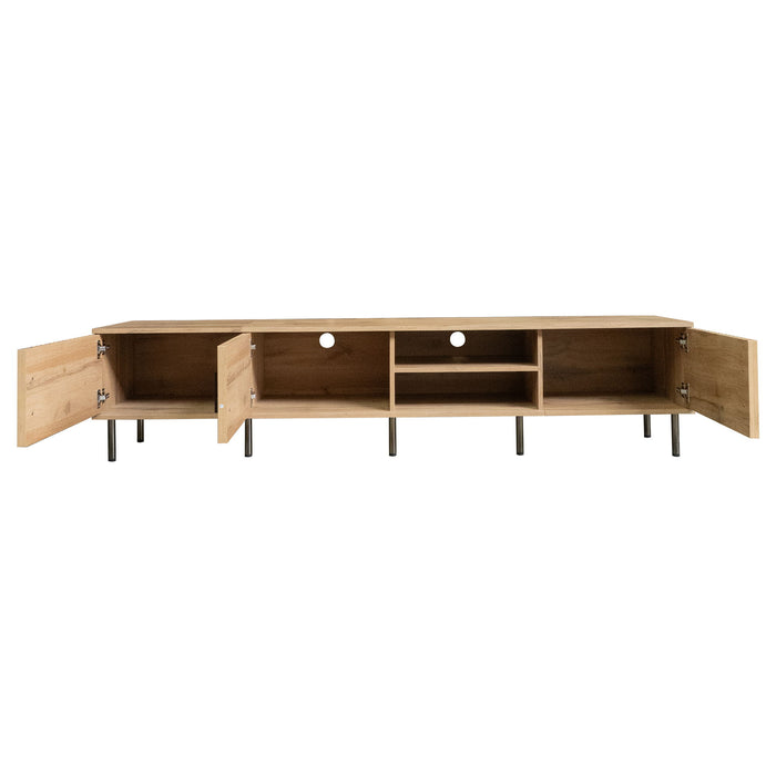 78" TV Stand For TVs Up To 85" With Closed Storage, Living Room Entertainment Center - Natural Wood