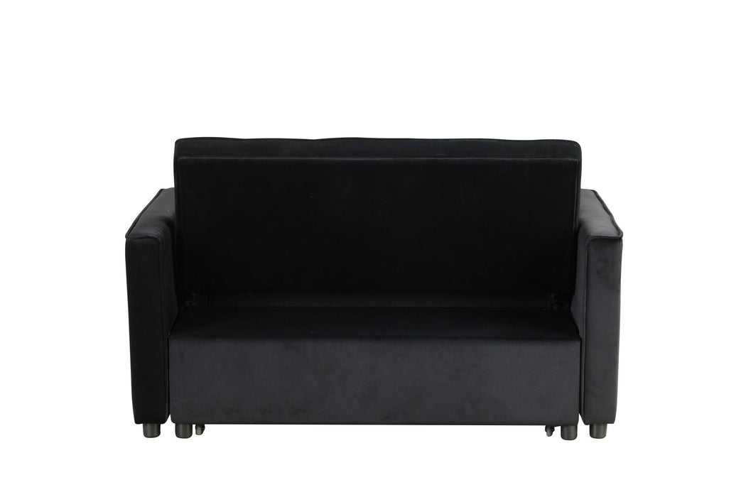 Maeve - Convertible Sleeper Loveseat With Tufting and Side Pocket - Black
