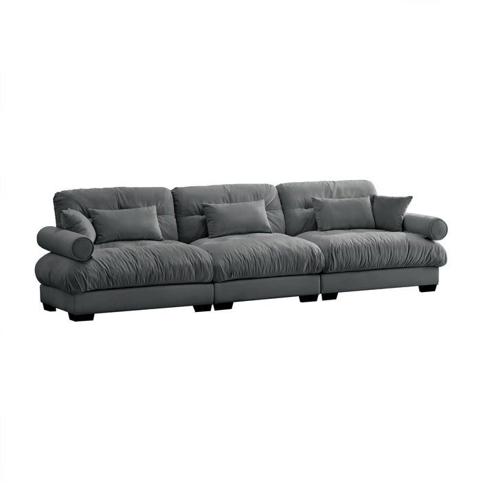 Modern Oversize Sofa With Cloud Like Comfort, Featuring Waist And Throw Pillows