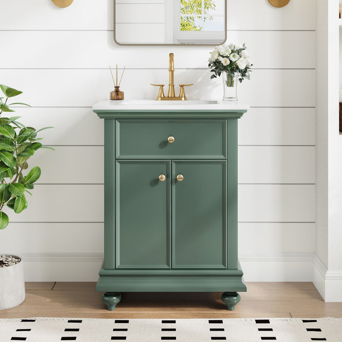 Modern Bathroom Vanity With Tip-Out Drawer And Soft-Close Hinges